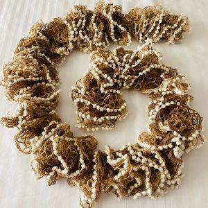 Casual Beige Scarf with White details.